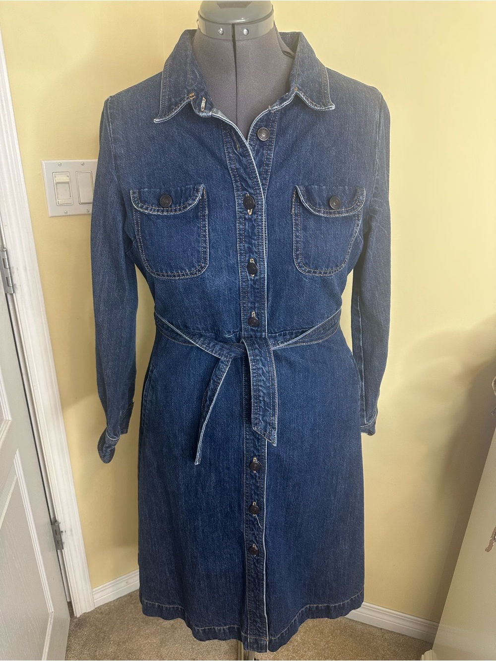 Gap vintage Denim Button-Front Shirt Dress  shirt dress size 12 - Picture 3 of 15
